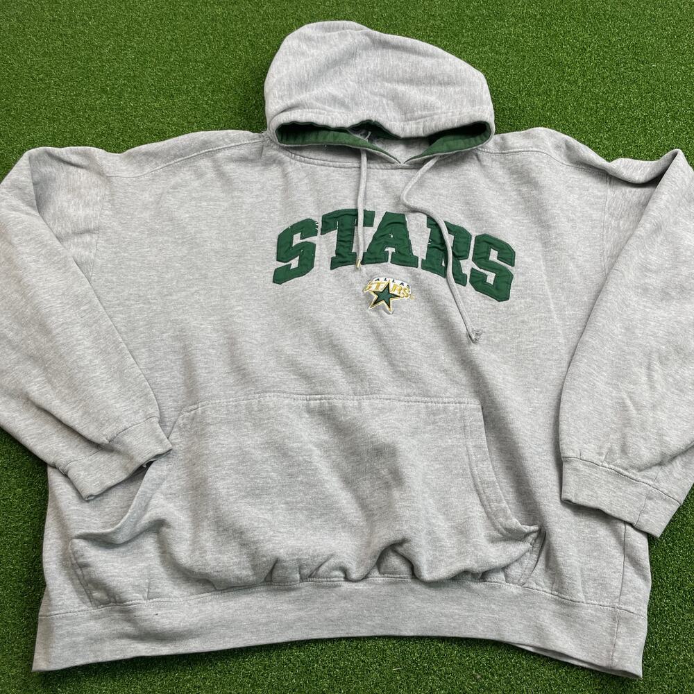 Vintage Gray Dallas Stars NHL Hoodie Sweatshirt Sz 2XL